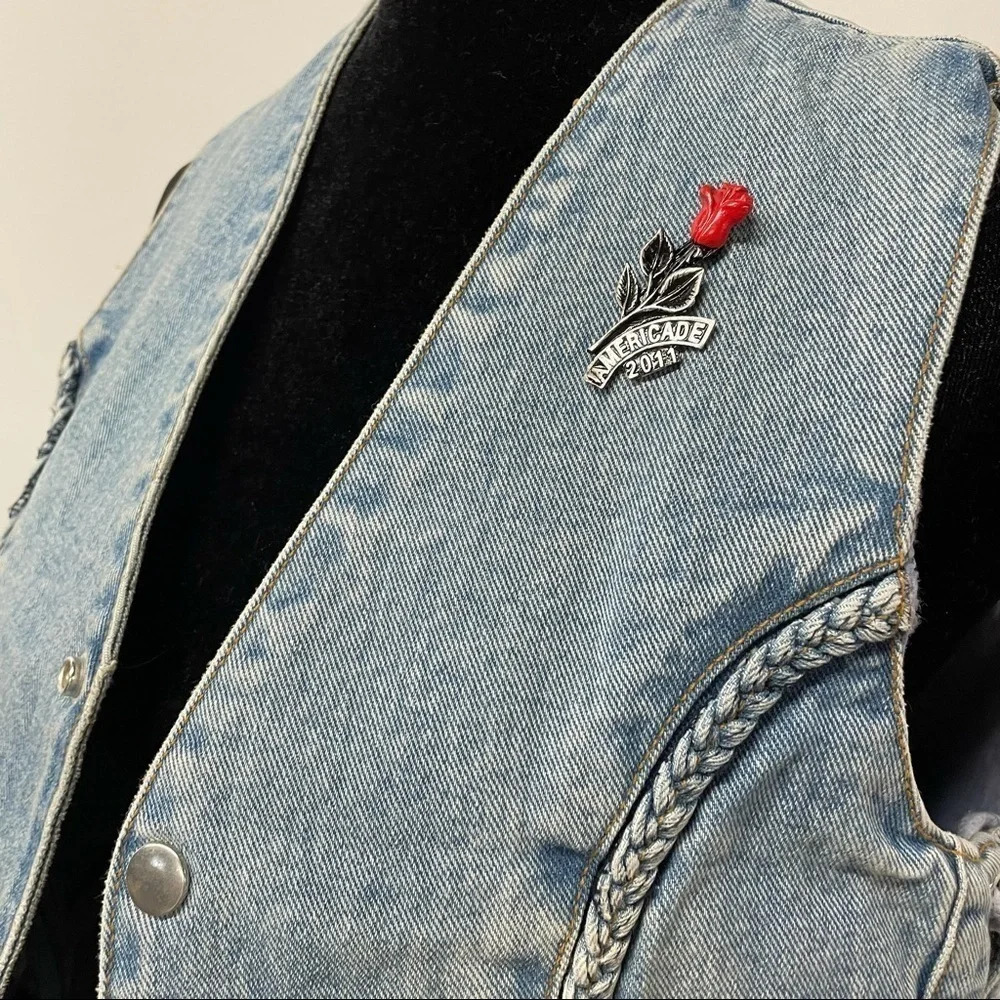 USA Bikers Dream Apparel Jean Vest Medium Honda Eagle on the back - Picture 2 of 16